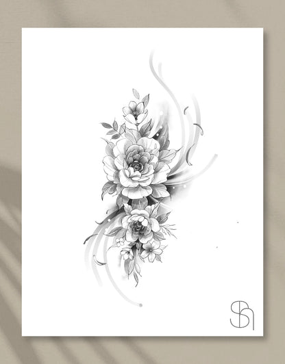 Flower tattoo flash design